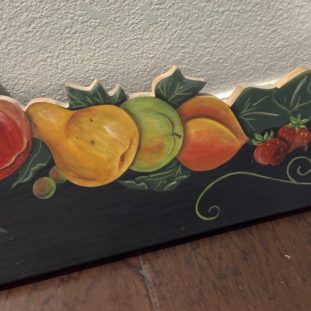 Vtg Hand Painted Fruit Wall Plaque 33.5